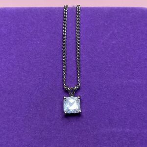 💛 Classic Stainless Steel Princess Cut Crystal Solitaire Necklace